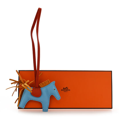 Hermes Milo Lambskin Grigri Rodeo Horse Bag Charm PM Celeste Naturel Bouton D'Or Cornaline 4 of 4