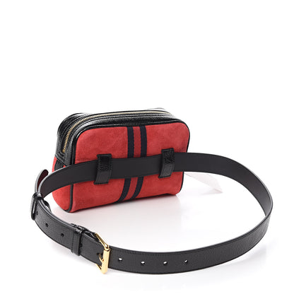 Gucci Suede Small Ophidia Belt Bag 85 34 Hibiscus Red 3 of 10