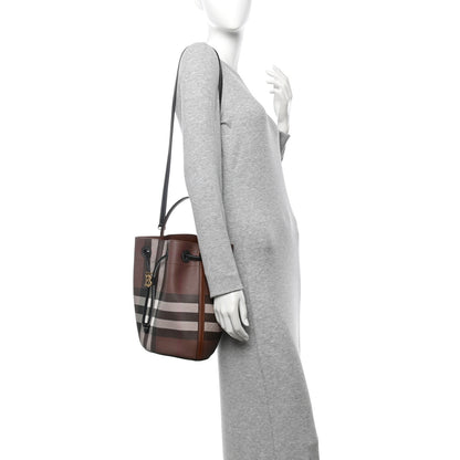 Burberry Giant Check Calfskin TB Bucket Bag Dark Birch 2 of 11