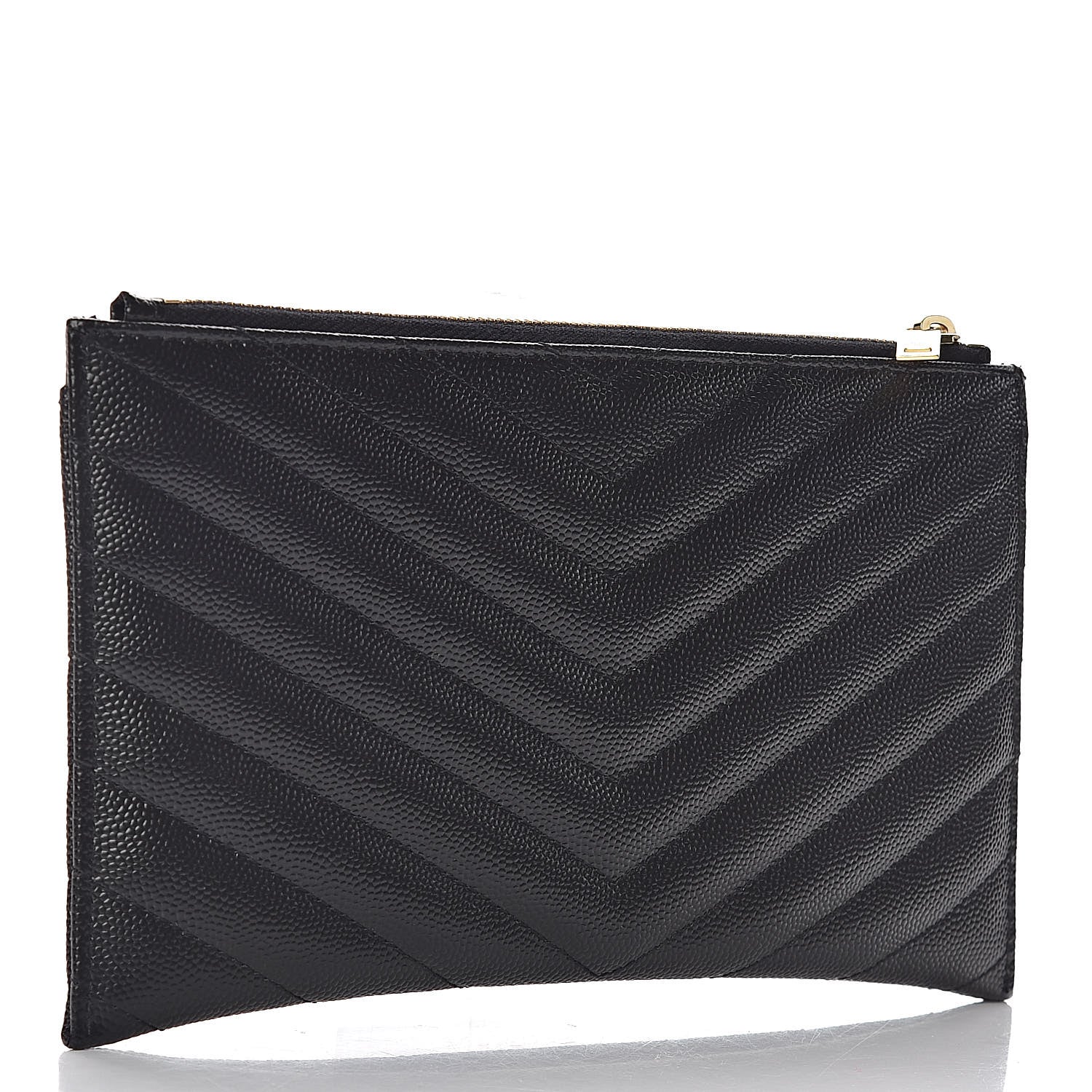 Saint Laurent Grain De Poudre Chevron Monogram Bill Pouch Black 3 of 8