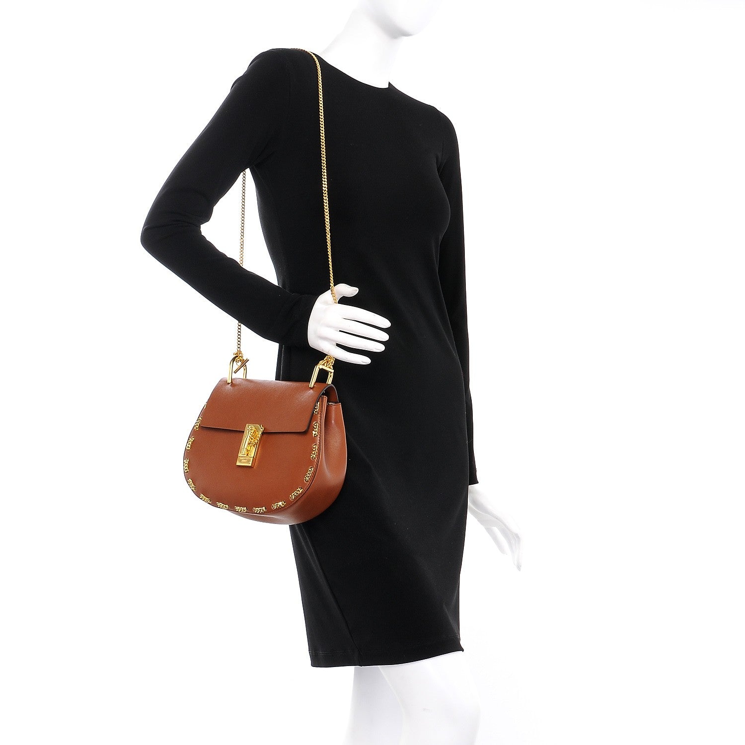 Chloe Calfskin Drew Chain Shoulder Bag Tobacco 2 of 7