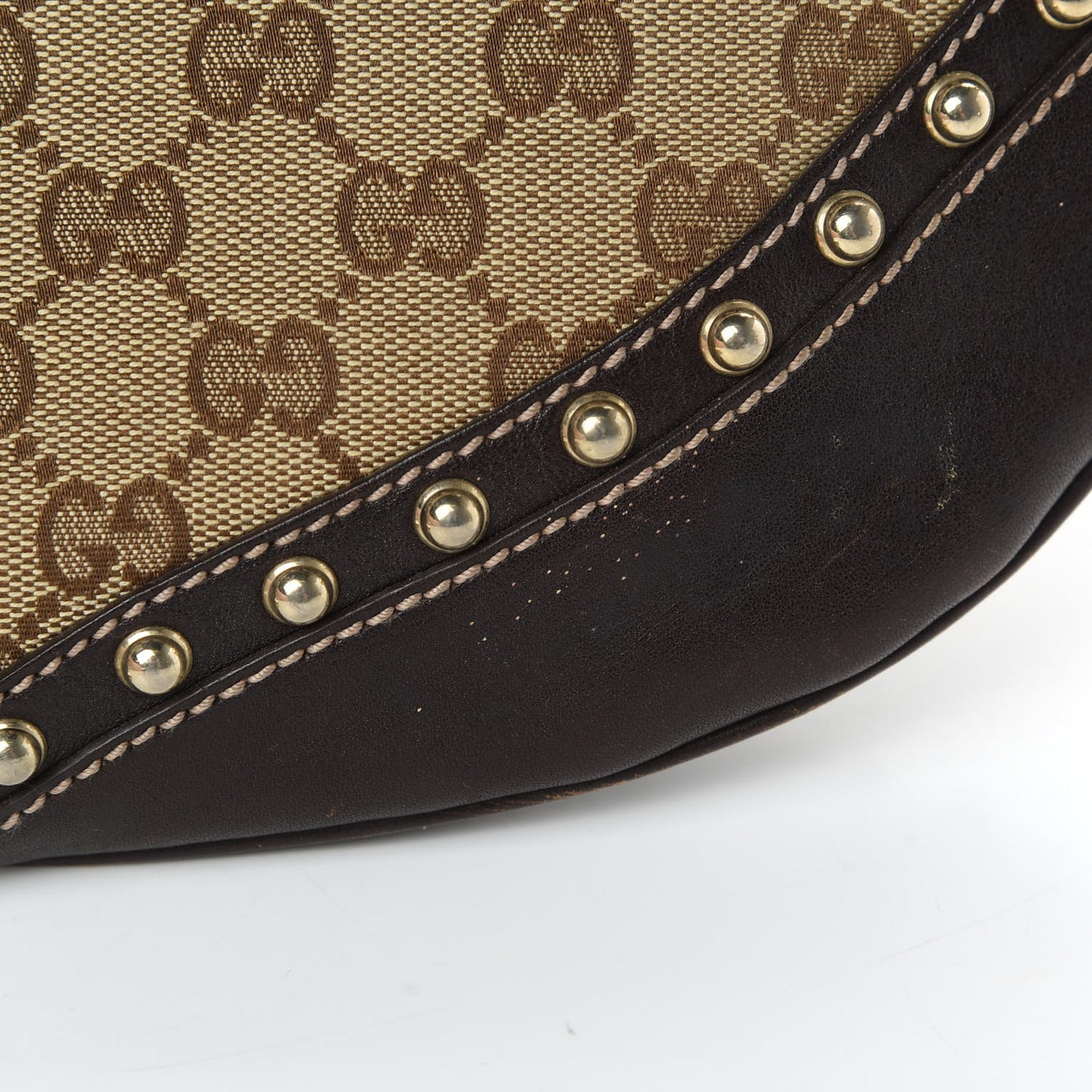 Monogram Web Studded Pelham Shoulder Bag Dark Brown