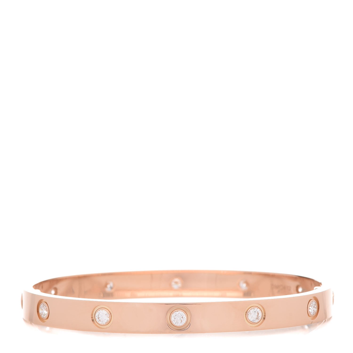 Cartier 18K Pink Gold 10 Diamond LOVE Bracelet 17 1 of 8