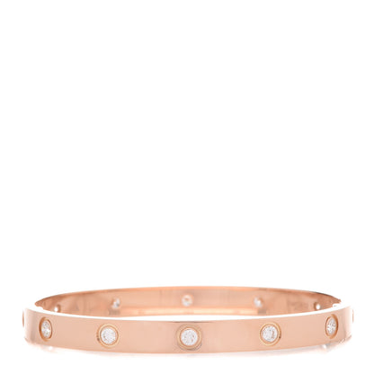 Cartier 18K Pink Gold 10 Diamond LOVE Bracelet 17 1 of 8