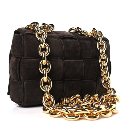 Bottega Veneta Suede Maxi Intrecciato Padded Chain Cassette Crossbody Bag Fondant 3 of 9