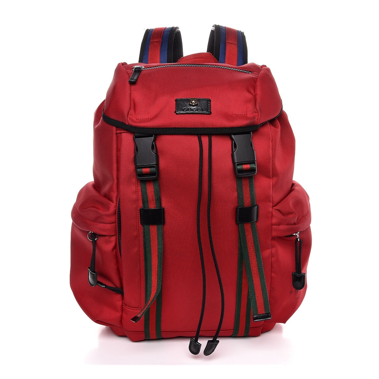 Gucci Techno Canvas Web Double Buckle Backpack Red 1 of 7