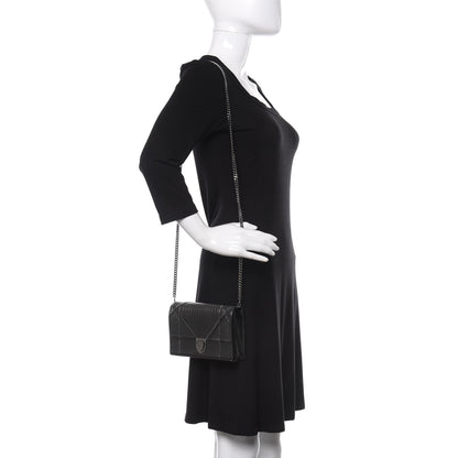 Christian Dior Metallic Patent Micro-Cannage Diorama Wallet on Chain Pouch Onyx Black 2 of 10