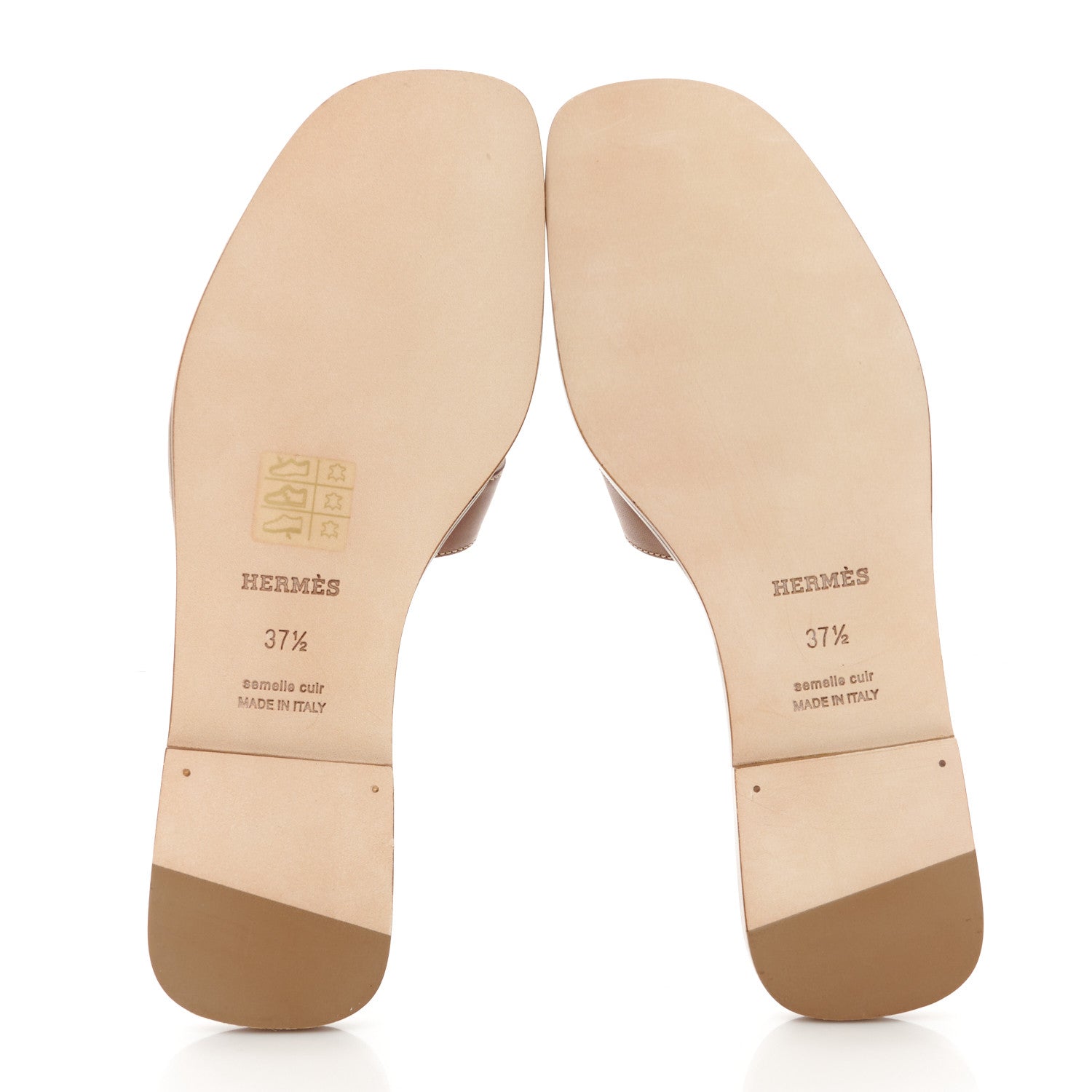 Hermes Box Calfskin Oran Sandals 37.5 Gold 7 of 10
