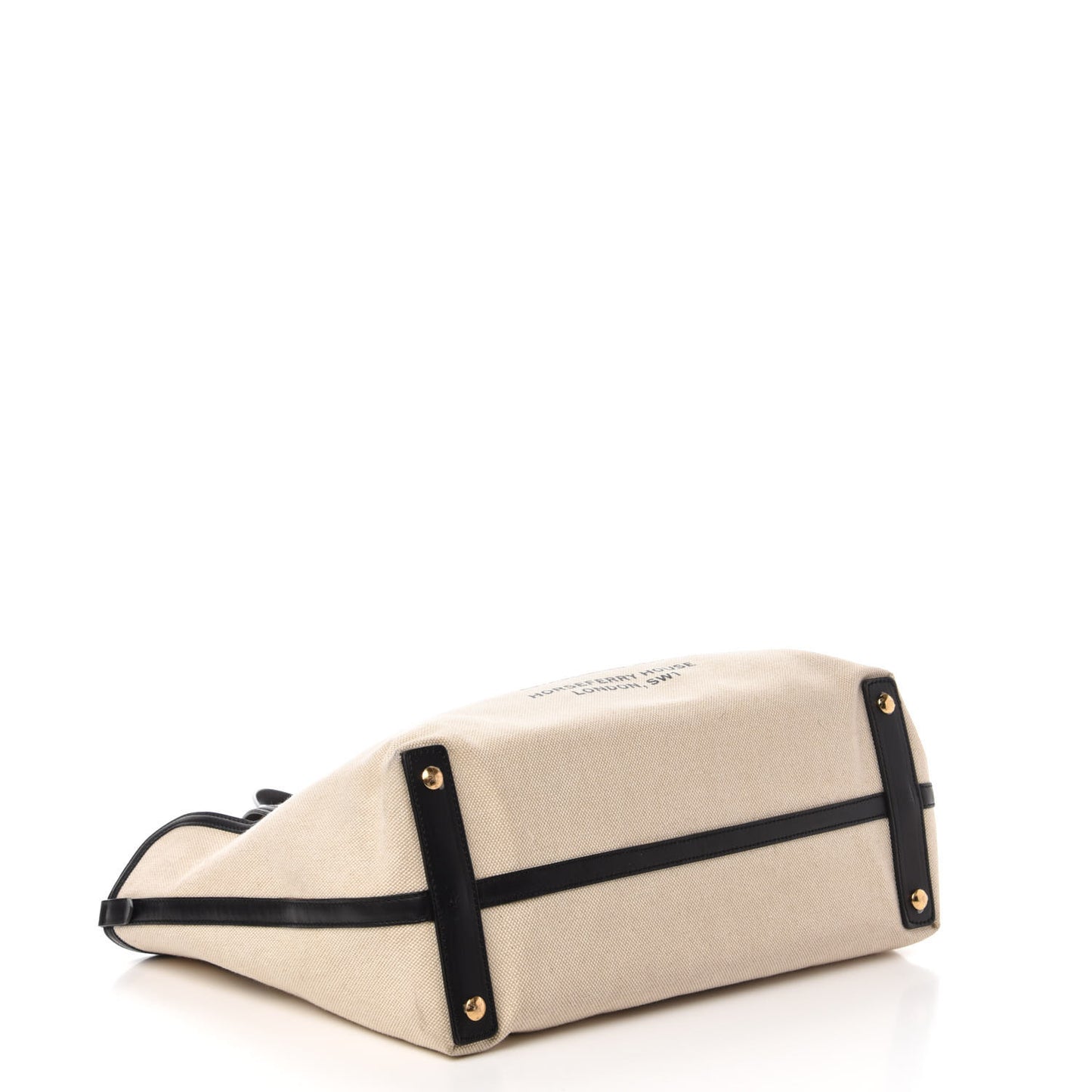 Cotton Soft Canvas Calfskin Medium Belt Tote Natural Black