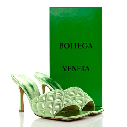 Bottega Veneta Metallic Nappa Reflection Matelasse Padded Mule Sandals 41 Pistachio 9 of 9
