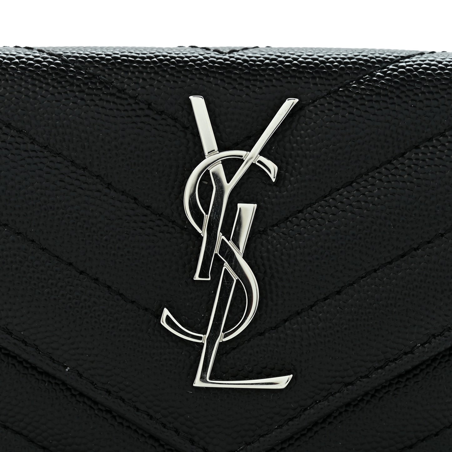 Grain De Poudre Matelasse Chevron Small Monogram Envelope Wallet Black