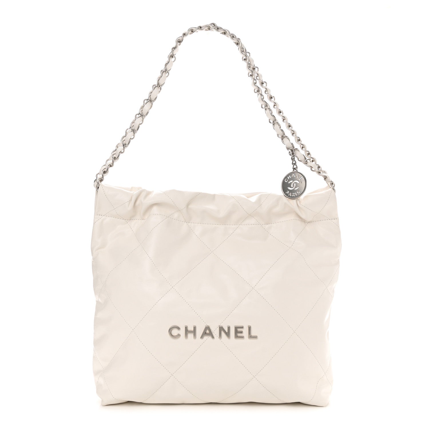 Chanel Shiny Calfskin Quilted Small Chanel 22 White 1 of 11