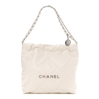 Chanel Shiny Calfskin Quilted Small Chanel 22 White 1 of 11