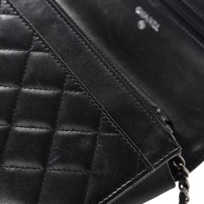 Chanel Lambskin Quilted Boy Wallet On Chain WOC Black 9 of 14