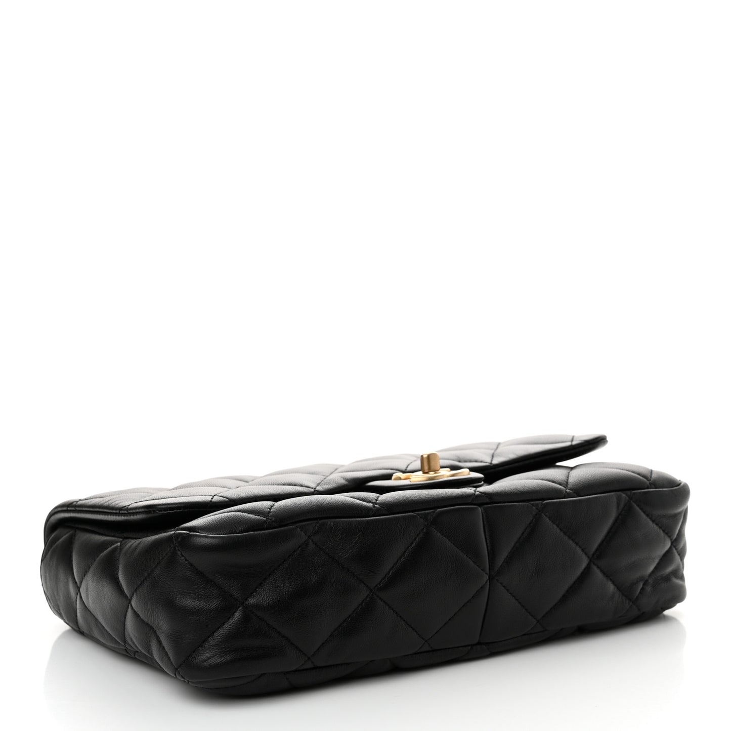 Lambskin Quilted Large CC Funky Town Flap Black
