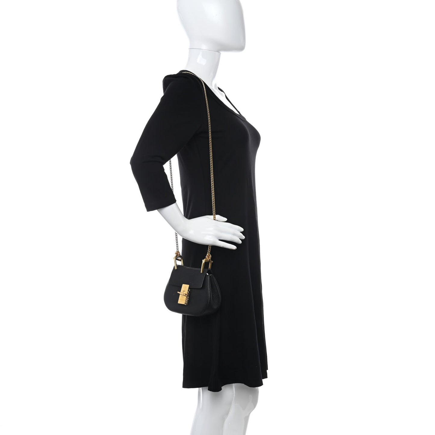 Grained Lambskin Mini Drew Shoulder Bag Black