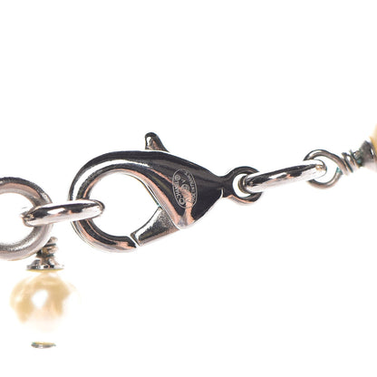 Chanel Graduated Pearl Crystal CC Long Necklace Silver 5 of 6