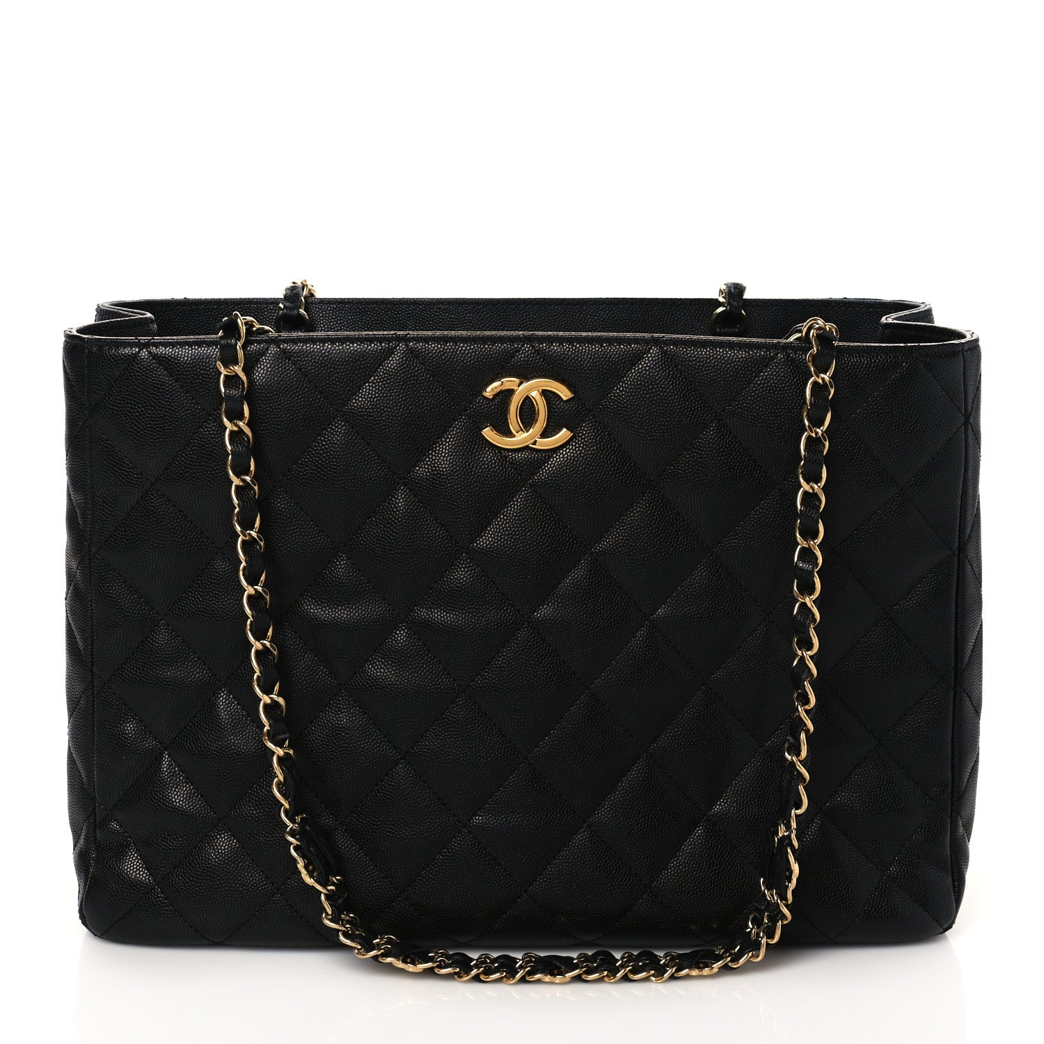 Chanel Caviar Quilted Chain Shopping Tote Black 1 of 9