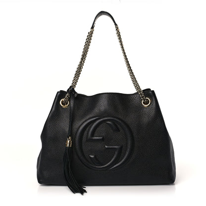 Gucci Pebbled Calfskin Medium Soho Chain Shoulder Bag Black 1 of 9