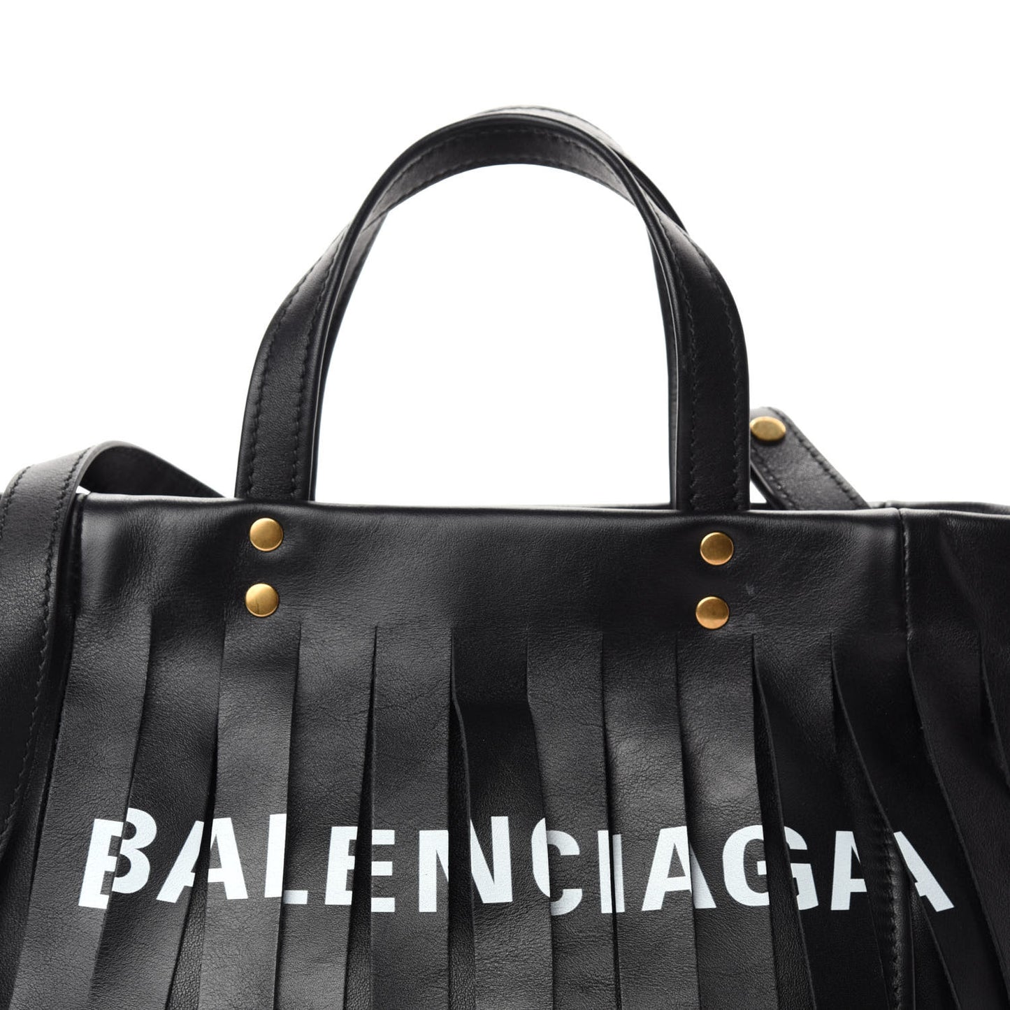 Calfskin XS Fringe Laundry Cabas Black