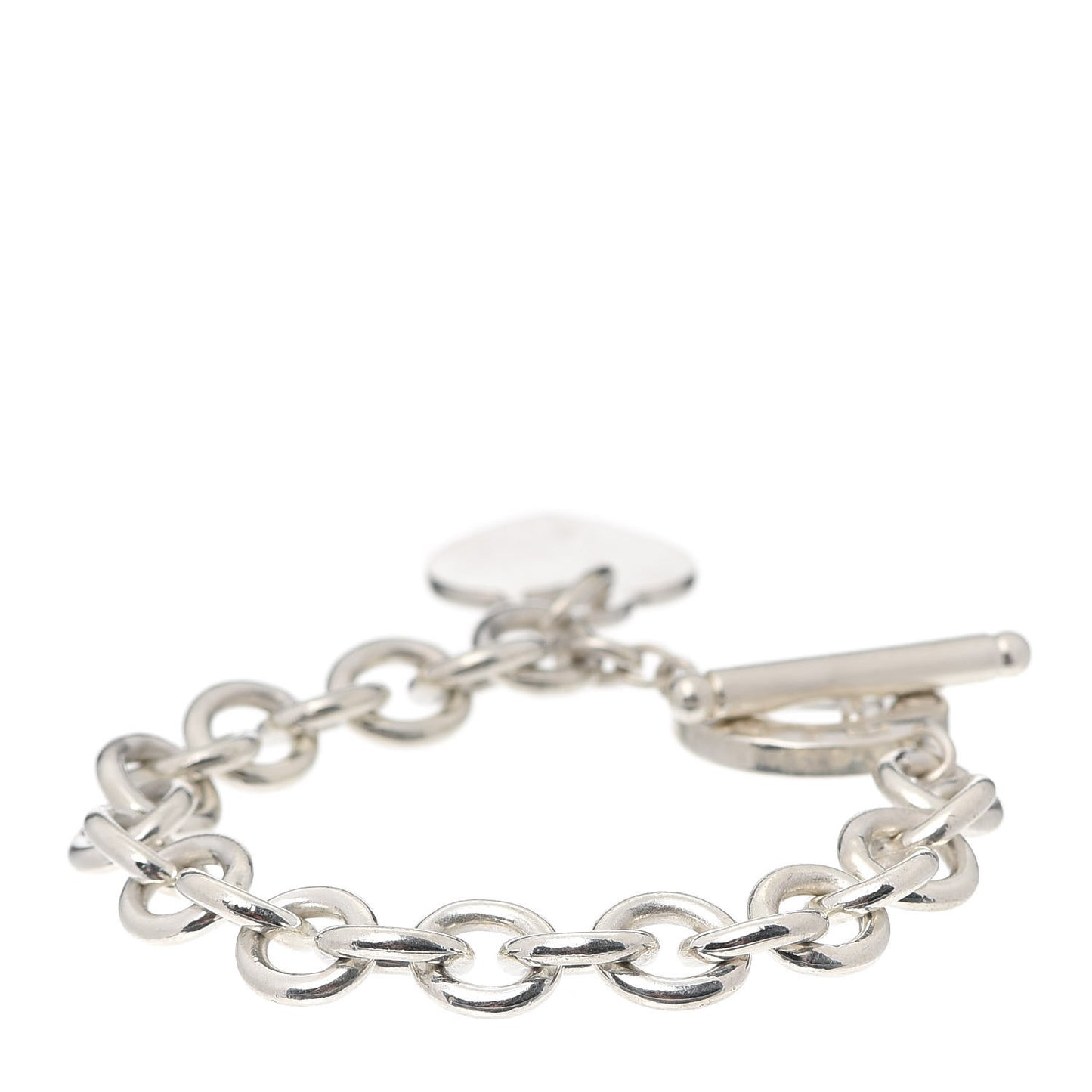 Sterling Silver Heart Tag Toggle Bracelet