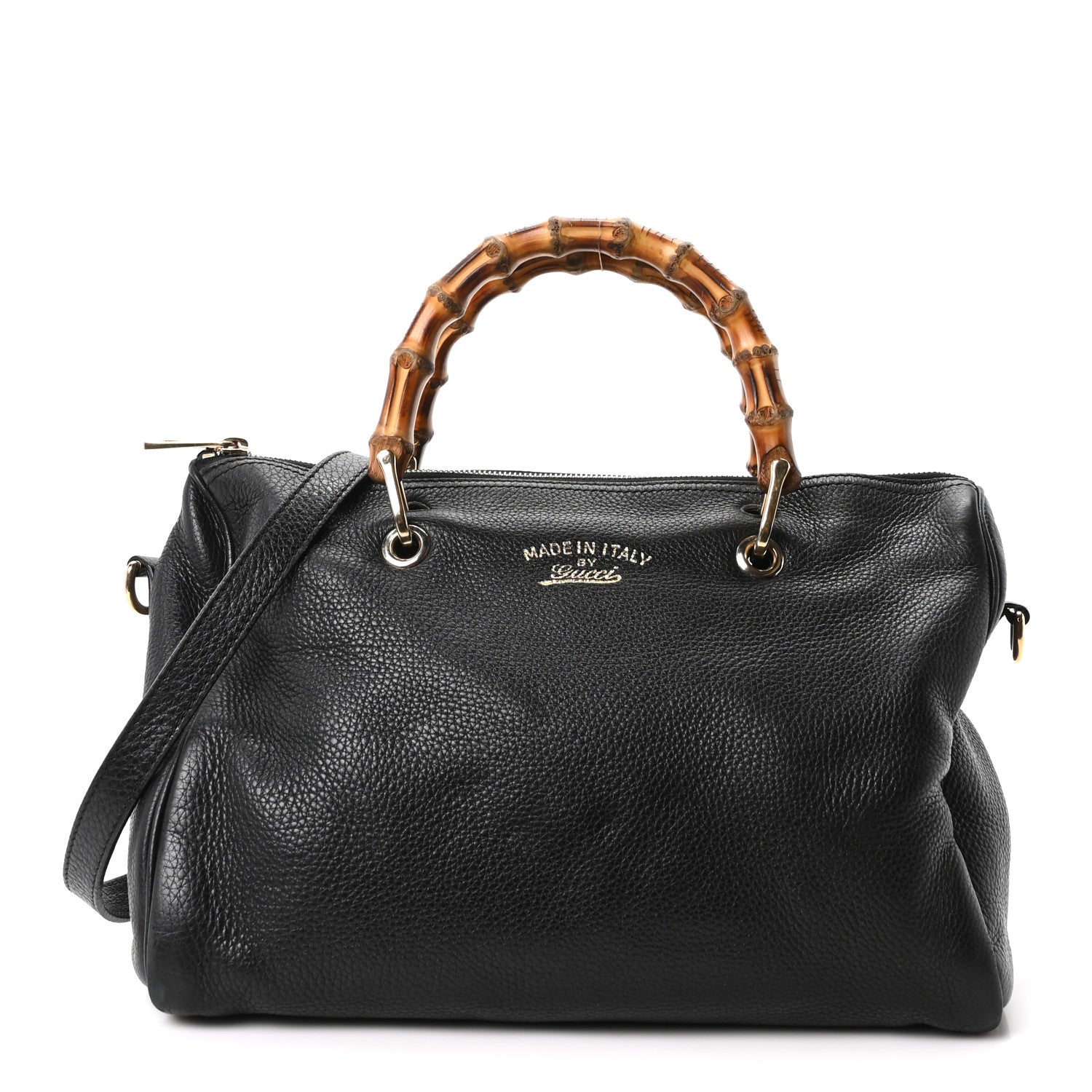 Gucci Pebbled Calfskin Medium Bamboo Shopper Tote Black 1 of 11