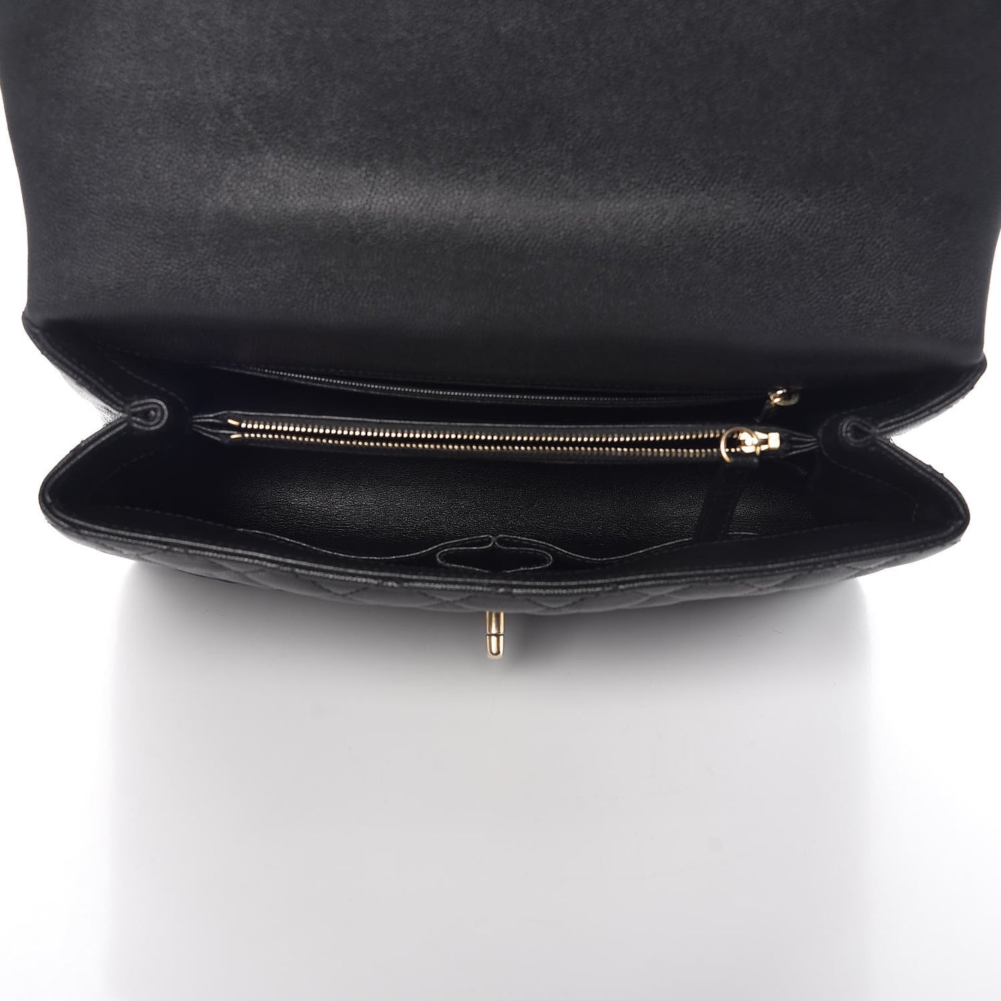 Caviar Lizard Quilted Medium Coco Handle Flap Black