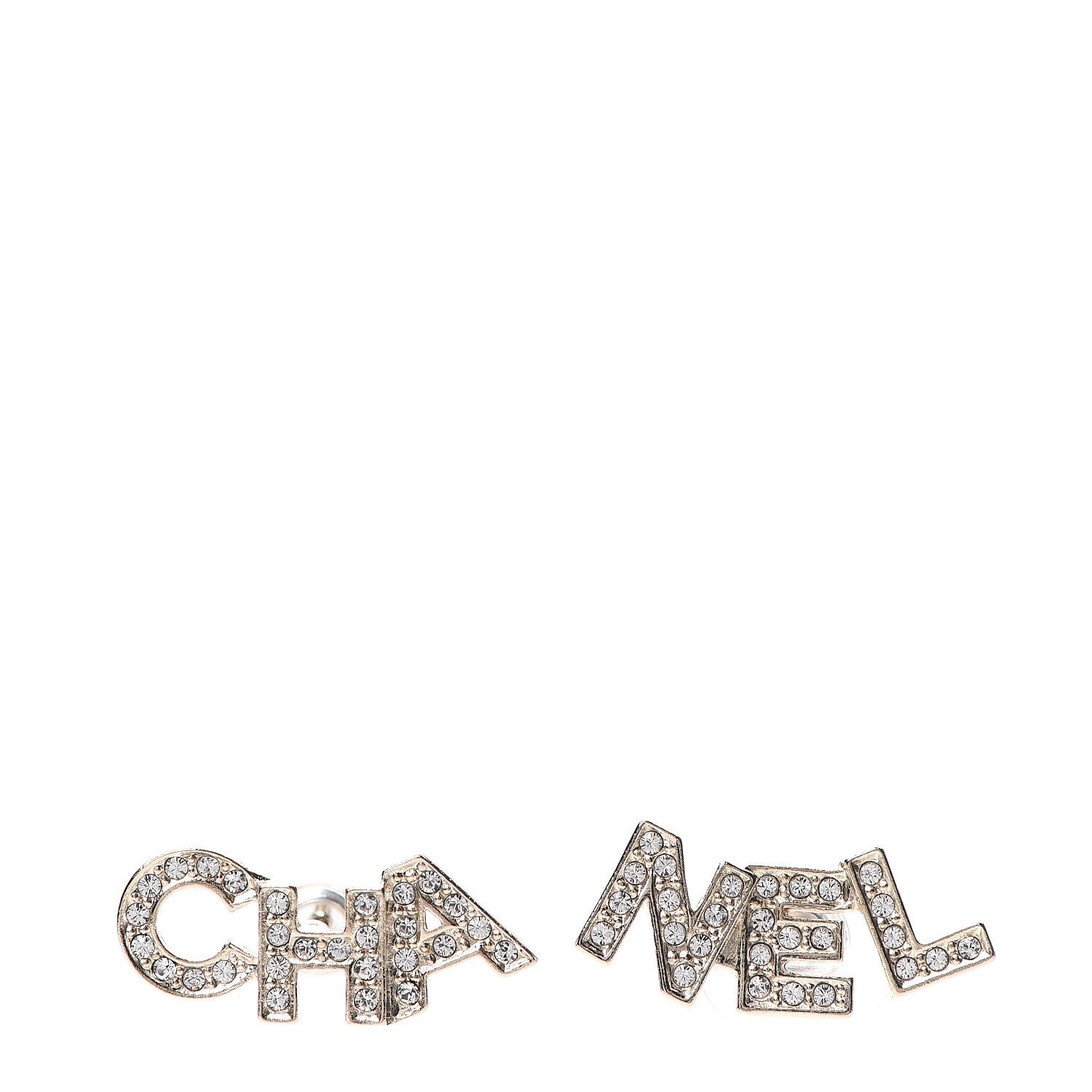 Chanel Crystal Pearl Signature Stud Earrings Gold 1 of 5
