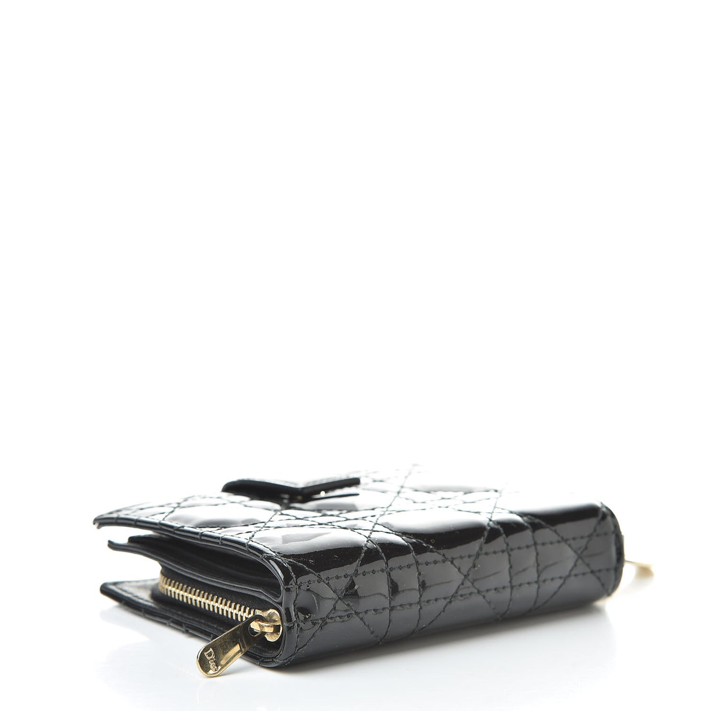 Patent Cannage Lady Dior Eden Wallet Black