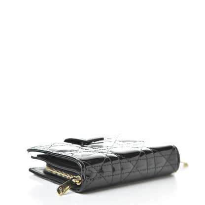 Christian Dior Patent Cannage Lady Dior Eden Wallet Black 4 of 10