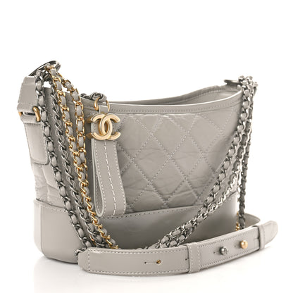 Chanel Aged Calfskin Quilted Small Gabrielle Hobo Grey 3 of 9
