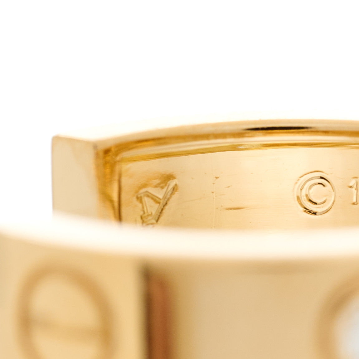 Cartier 18K Yellow Gold 2 Diamond 5.5mm LOVE Hoop Earrings 5 of 7