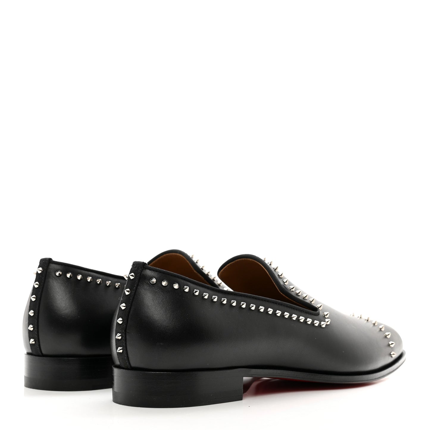 Calfskin Spike Mens Dandy Cloo Flat Loafers 43 Black Silver