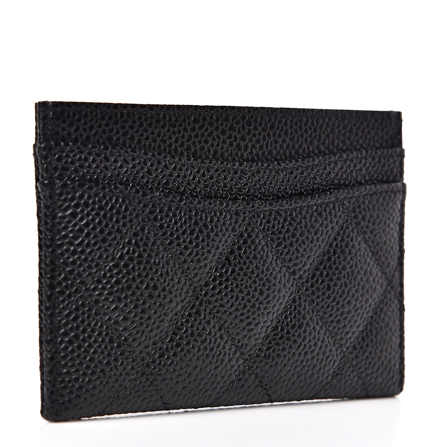 Caviar Quilted Card Holder Black