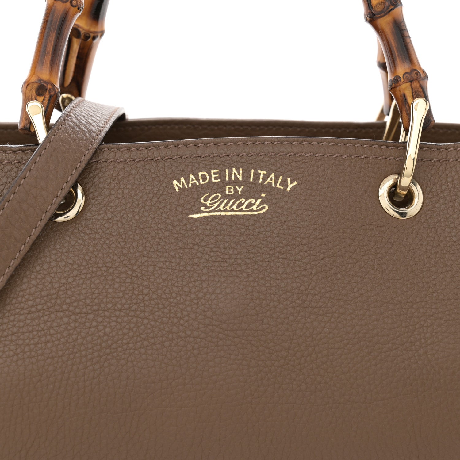 Gucci Pebbled Calfskin Medium Bamboo Shopper Tote Acero 9 of 17