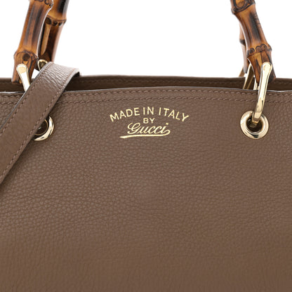 Gucci Pebbled Calfskin Medium Bamboo Shopper Tote Acero 9 of 17