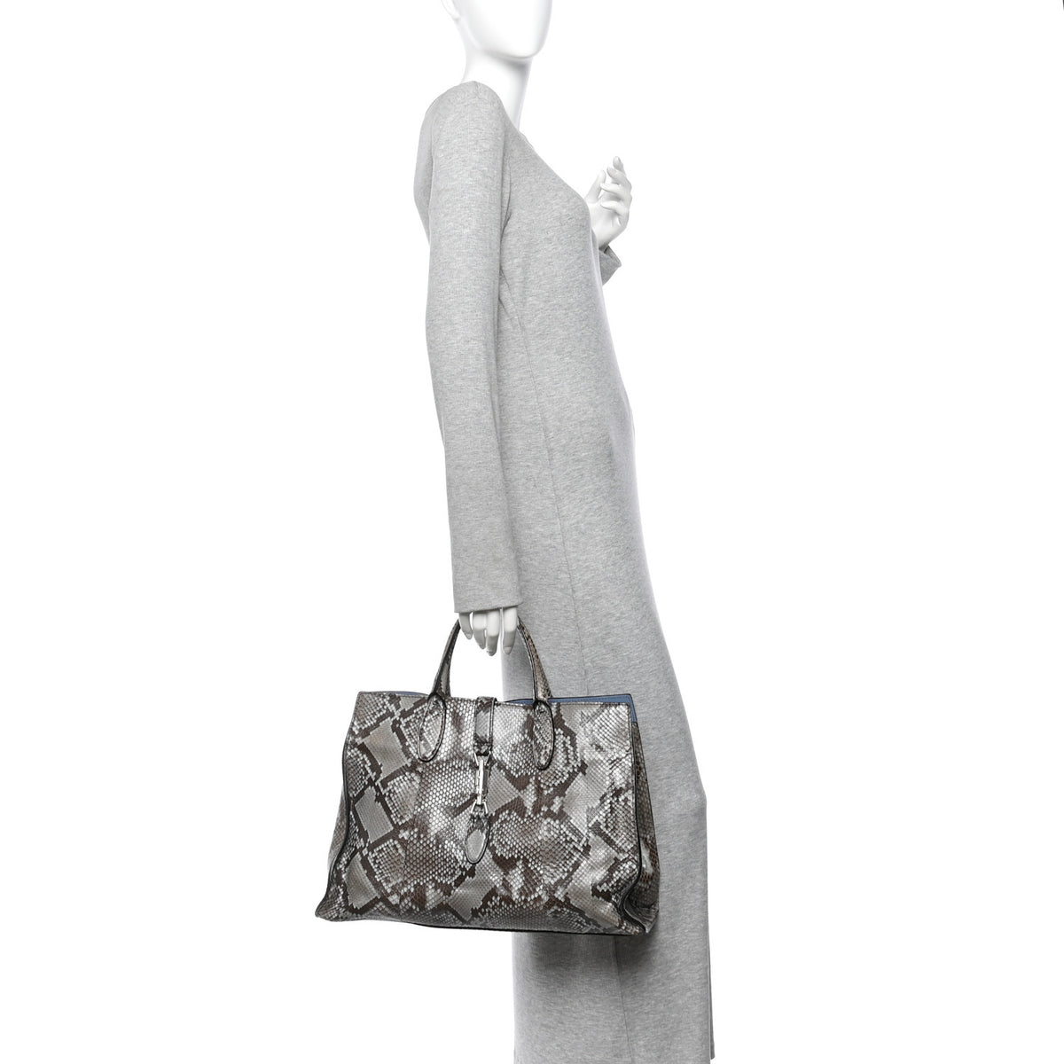 Gucci Snakeskin Medium Jackie Top Handle Bag Aquamarine 2 of 11