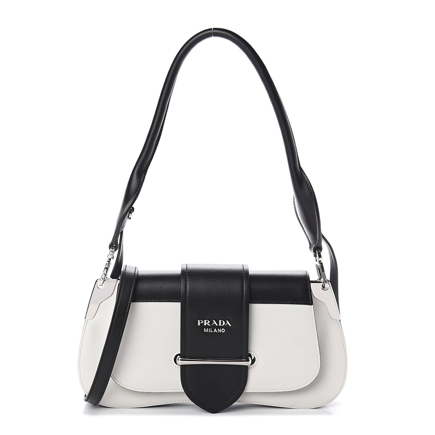 City Calfskin Sidonie Shoulder Bag White Black
