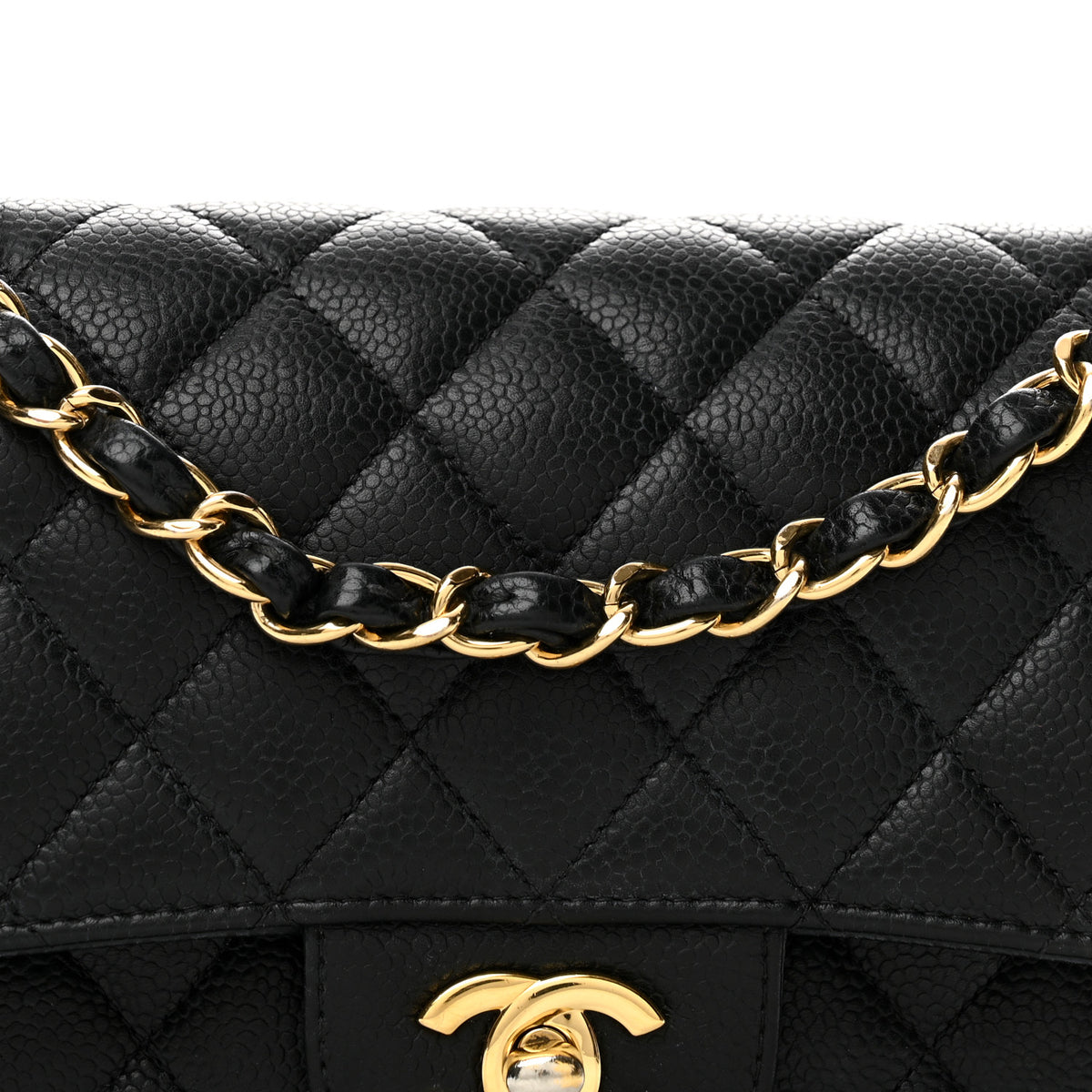 Caviar Quilted Small Double Flap Black