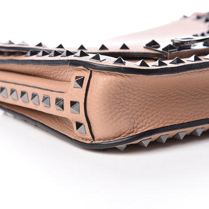 Valentino Garavani Pebbled Calfskin Rockstud Shoulder Flap Messenger Bag Soft Noisette 7 of 8