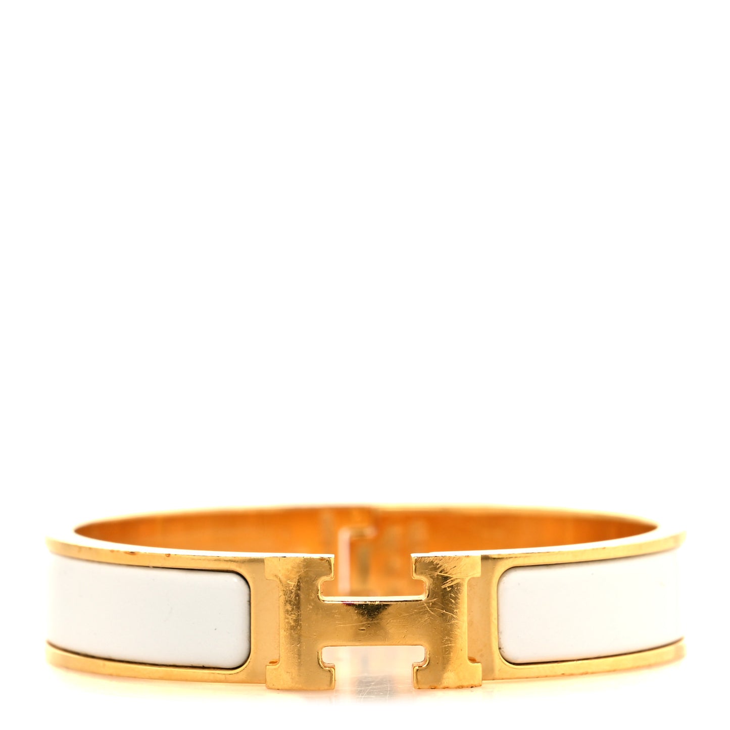 Enamel Narrow Clic Clac H Bracelet PM White