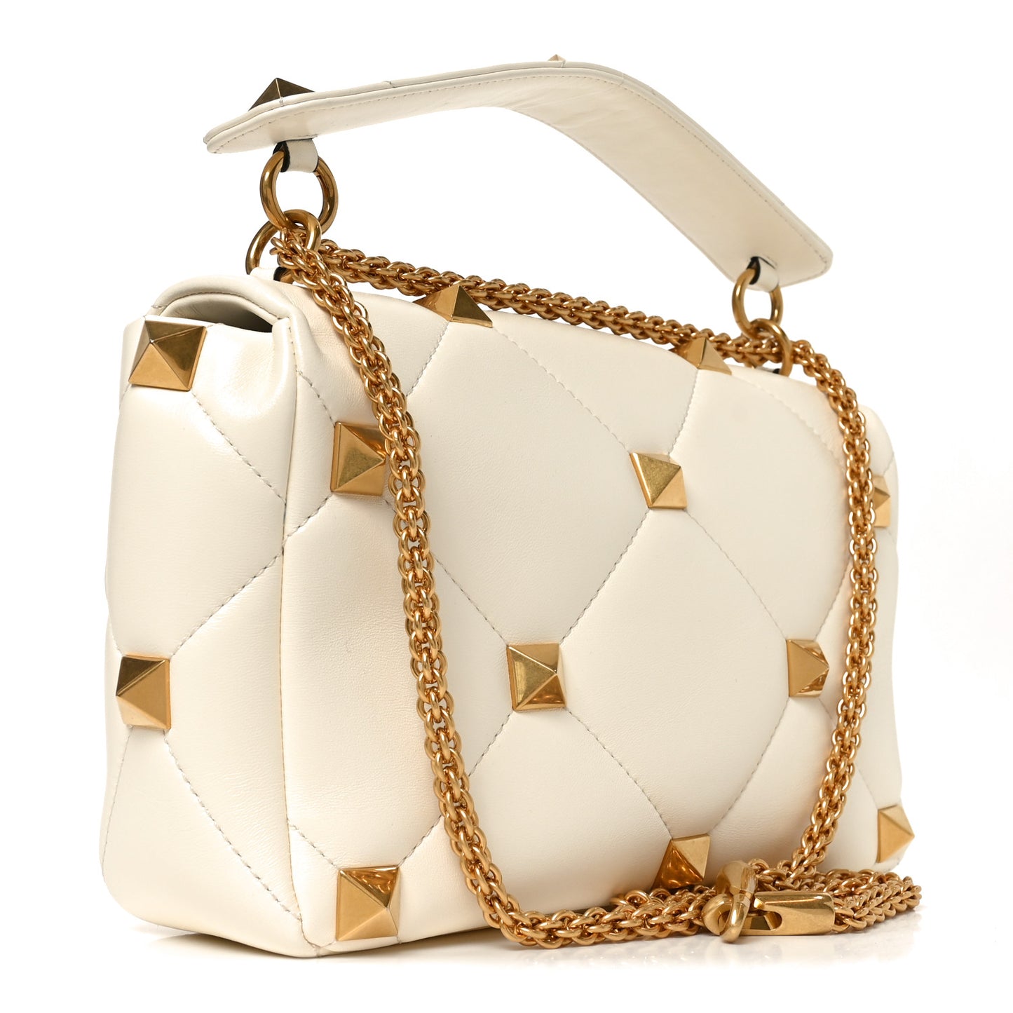 Nappa Large Roman Stud Shoulder Bag Ivory
