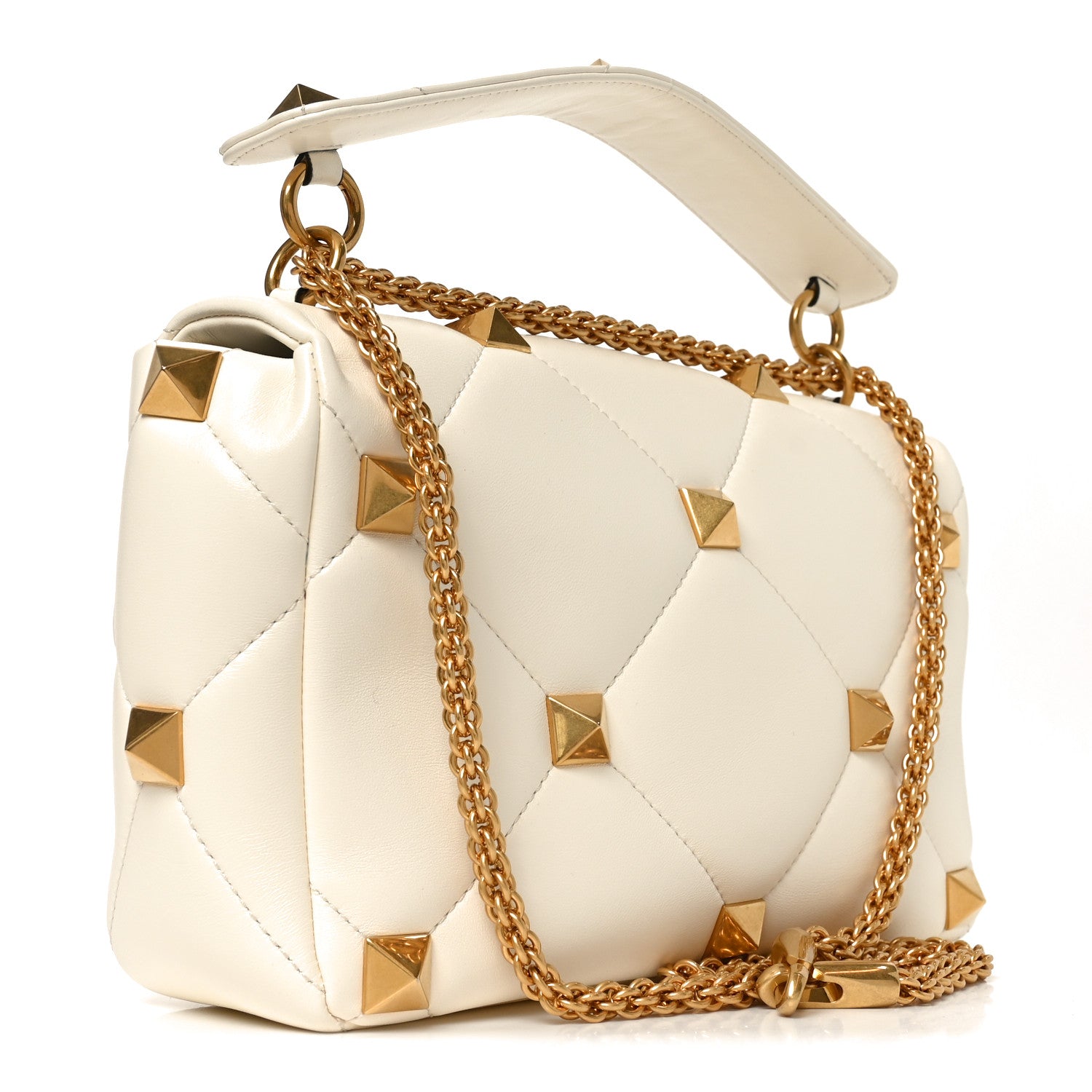 Valentino Garavani Nappa Large Roman Stud Shoulder Bag Ivory 3 of 9
