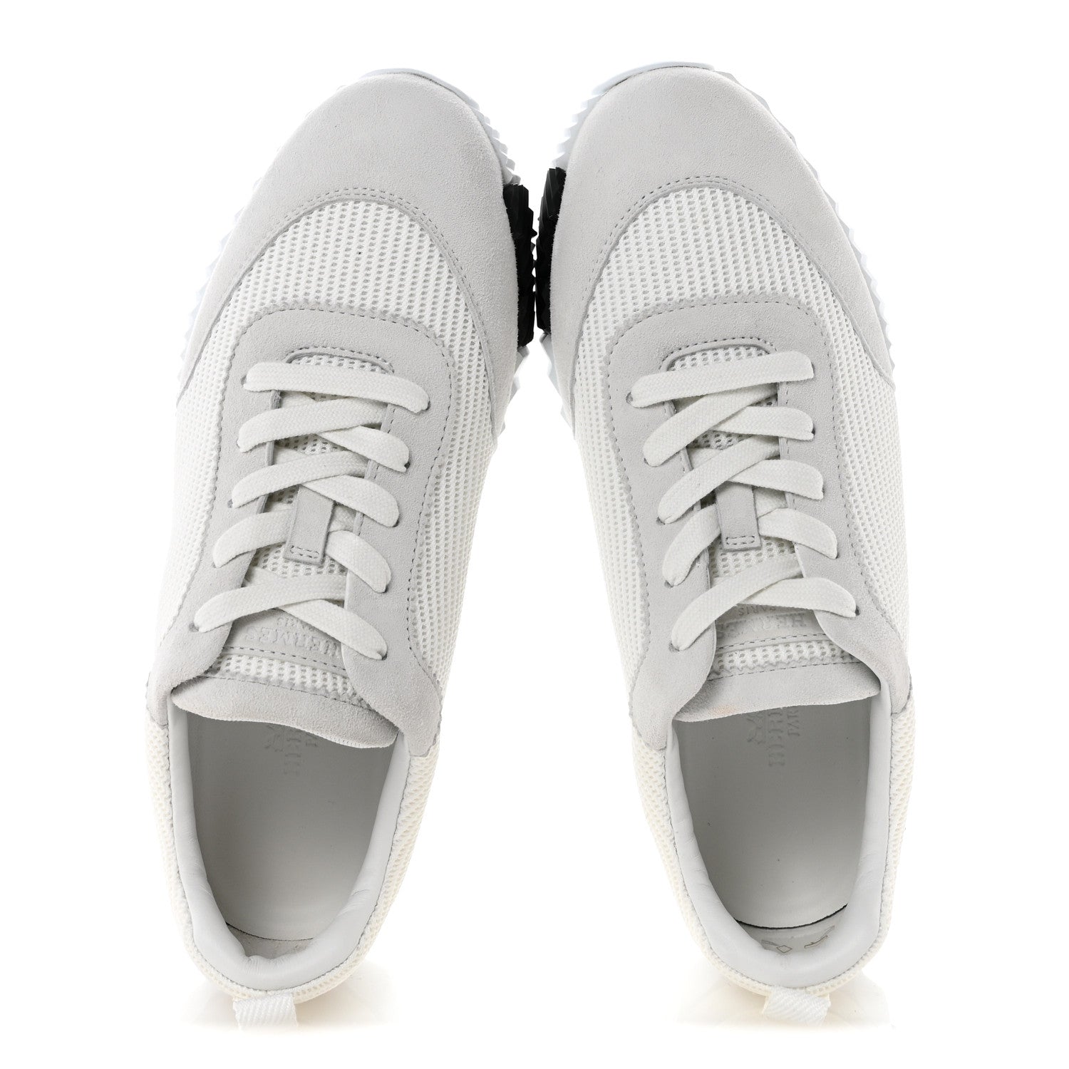 Hermes Technical Mesh Suede Goatskin Bouncing Sneakers 37 White 2 of 11