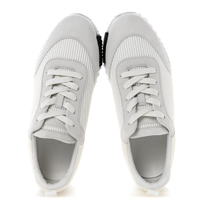Hermes Technical Mesh Suede Goatskin Bouncing Sneakers 37 White 2 of 11