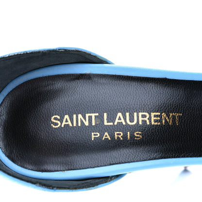 Saint Laurent Calfskin Jane 110 Ankle Strap Sandals 37 Blue 8 of 8