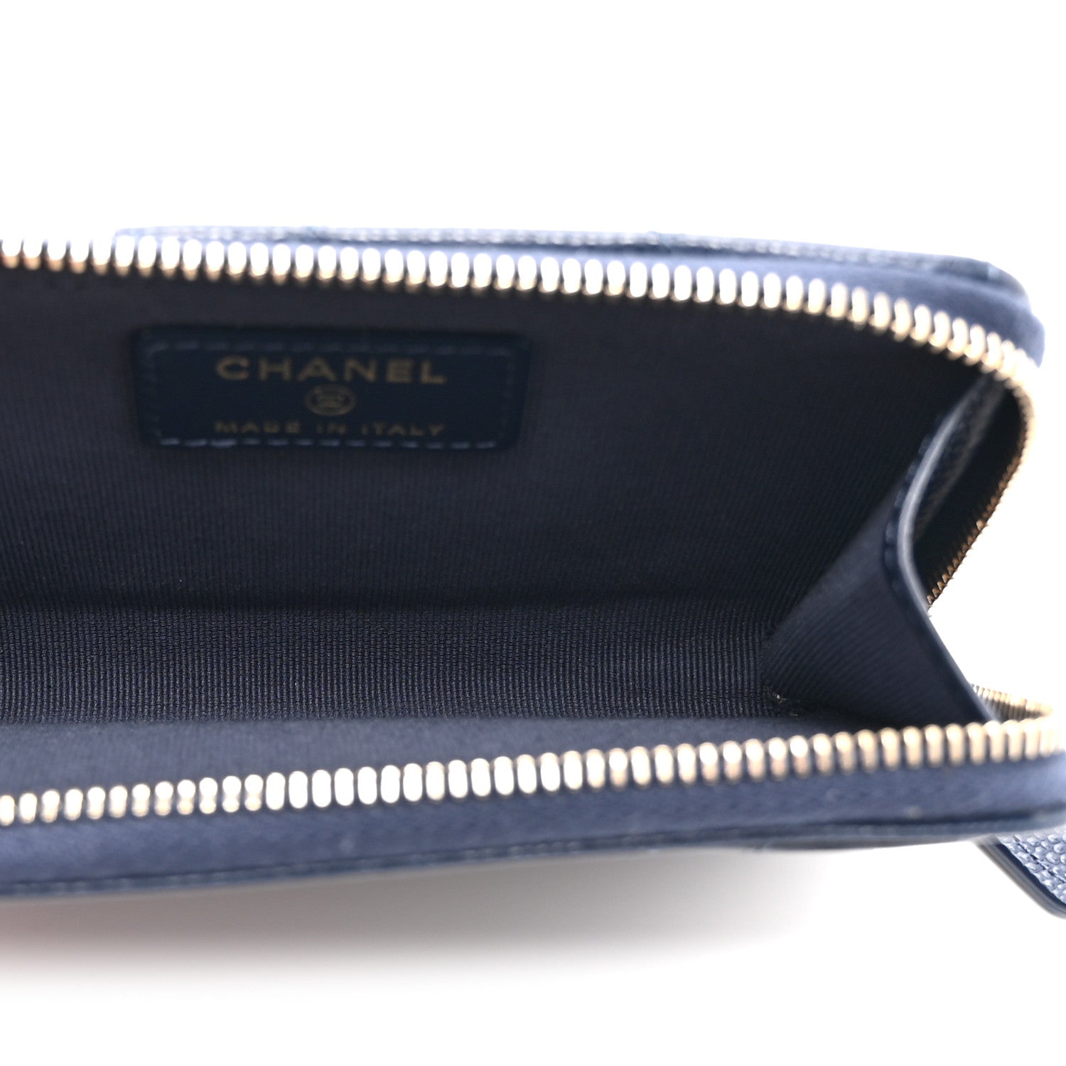 Chanel Caviar Quilted CC Zip Around Card Holder Navy 5 of 10