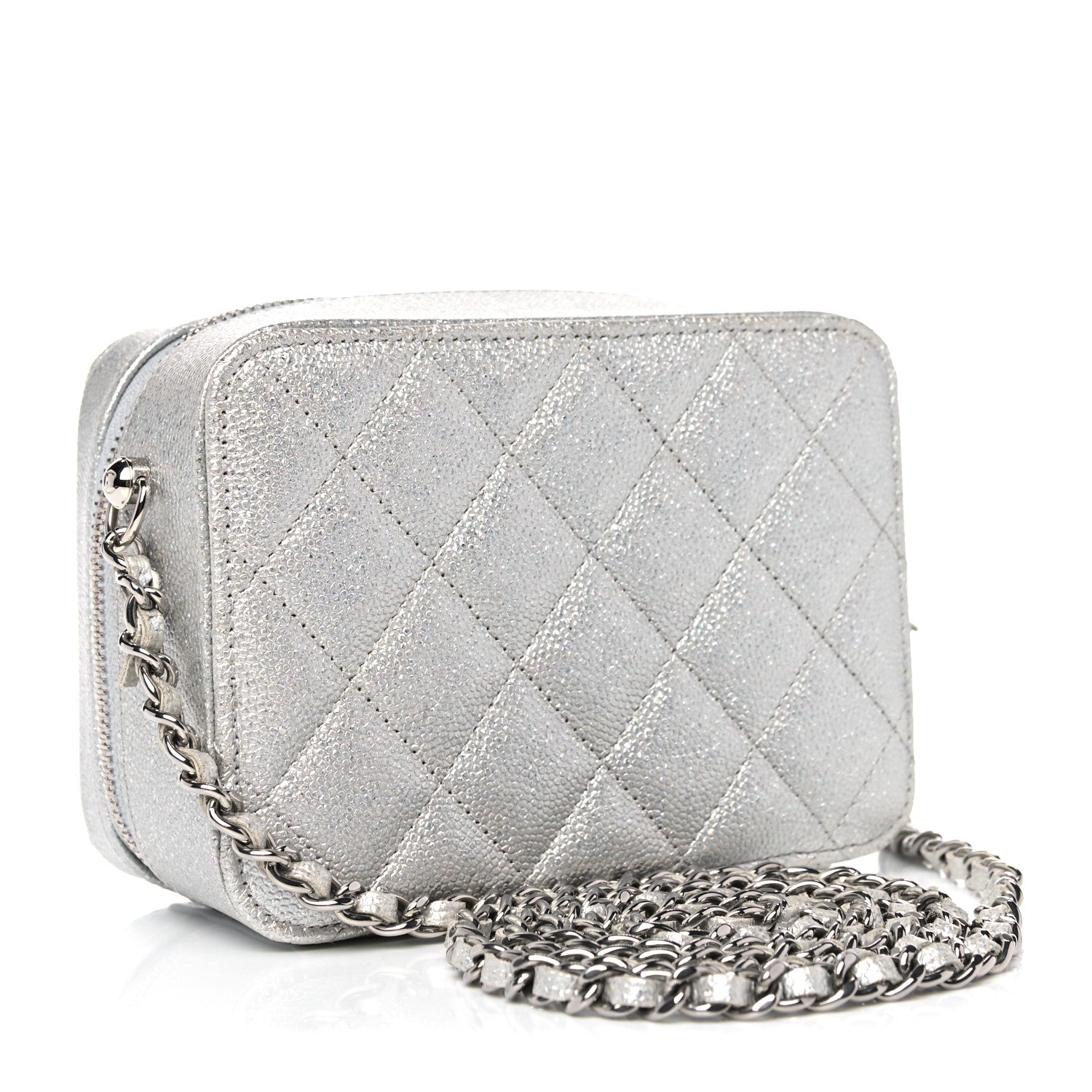 Chanel Metallic Caviar Quilted Camera Bag Silver 4 of 12