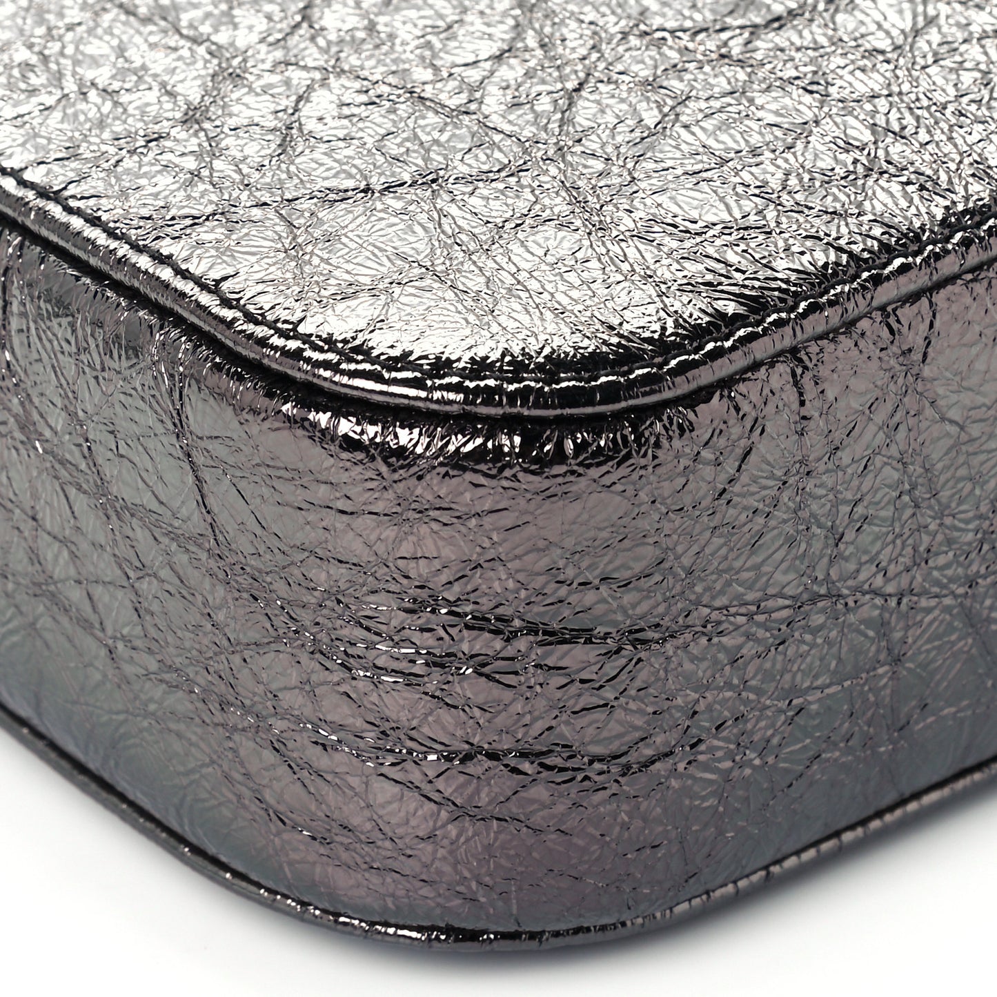 Metallic Textured Calfskin XS Everyday Camera Bag with Handle Black