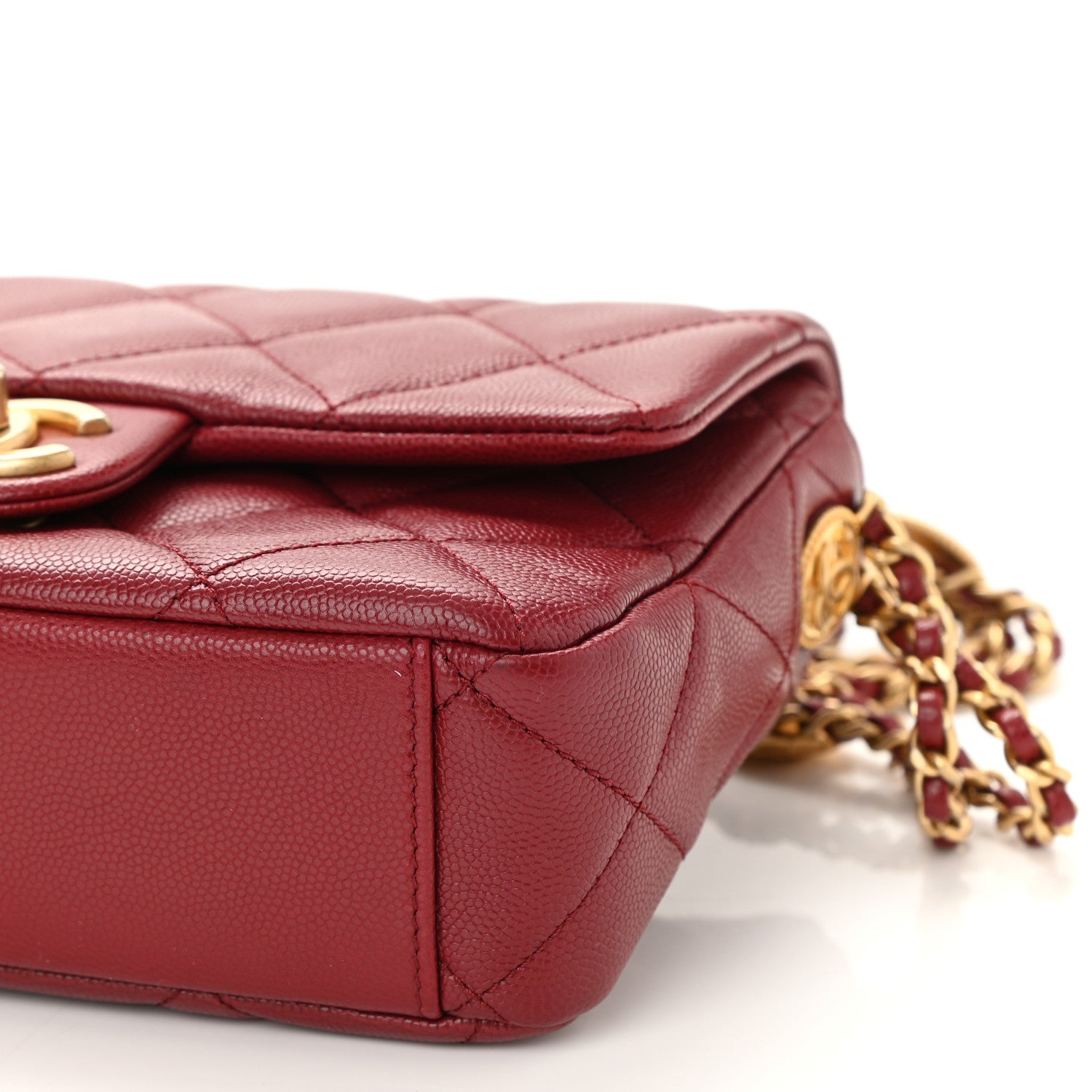 Chanel Caviar Quilted Small Twist Your Buttons Flap Burgundy 9 of 10